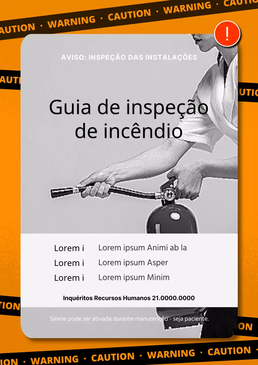 Um toque de laranja e um aviso de inspeção de incêndio a preto e branco