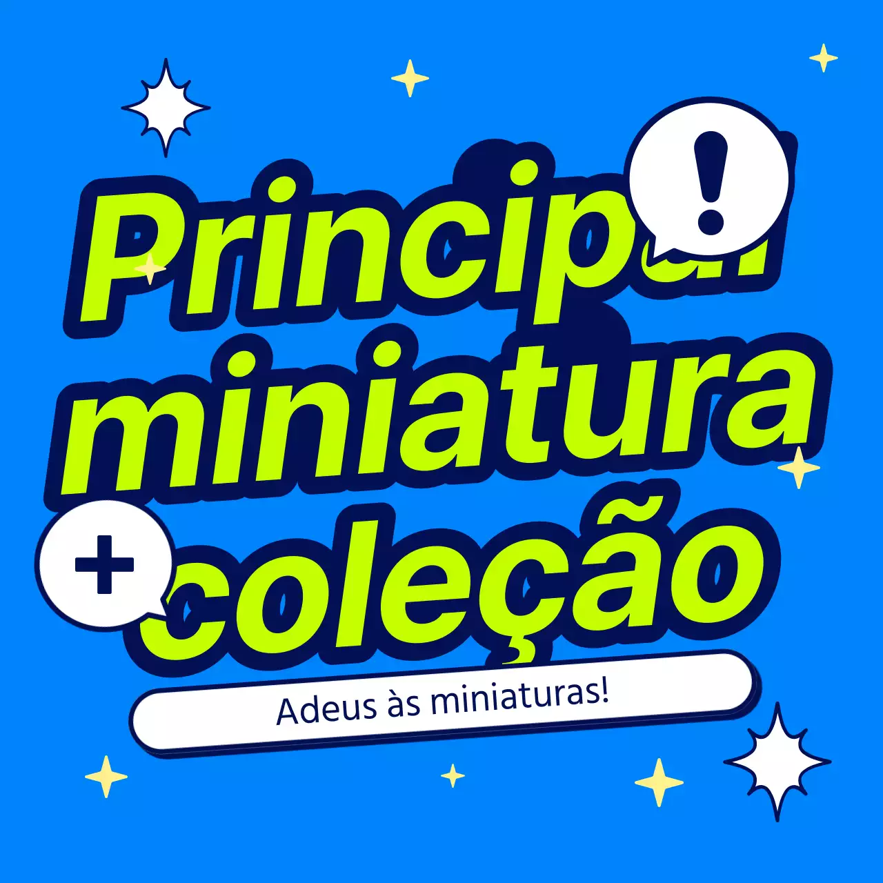 Boletins informativos que destacam a publicação da miniatura principal a azul e verde