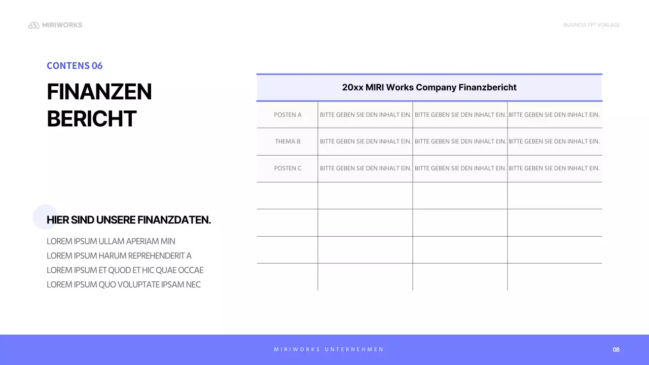 Ein einfaches blaues und lilafarbenes Anschreiben für ein Unternehmen
