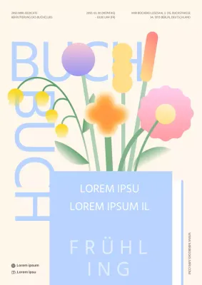 Werbung für einen modernen Leseclub in Gelb und Hellblau