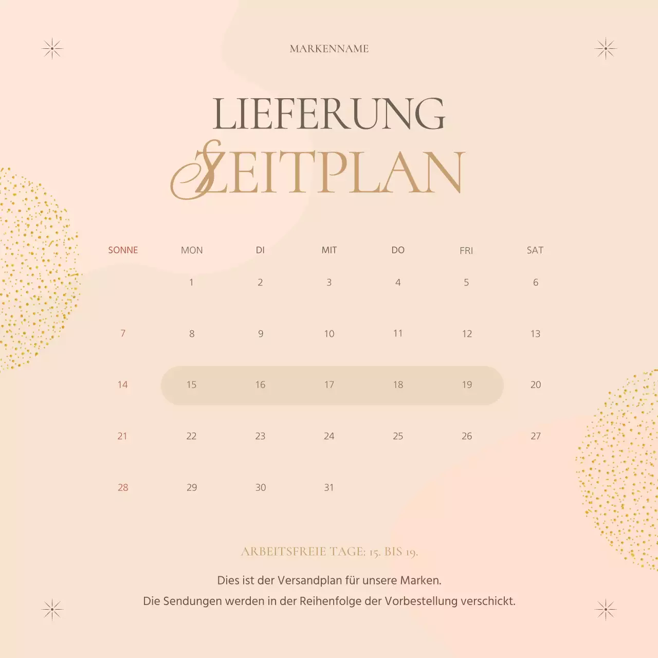 Eine klassische Requisitenwerbung in Beige und Braun