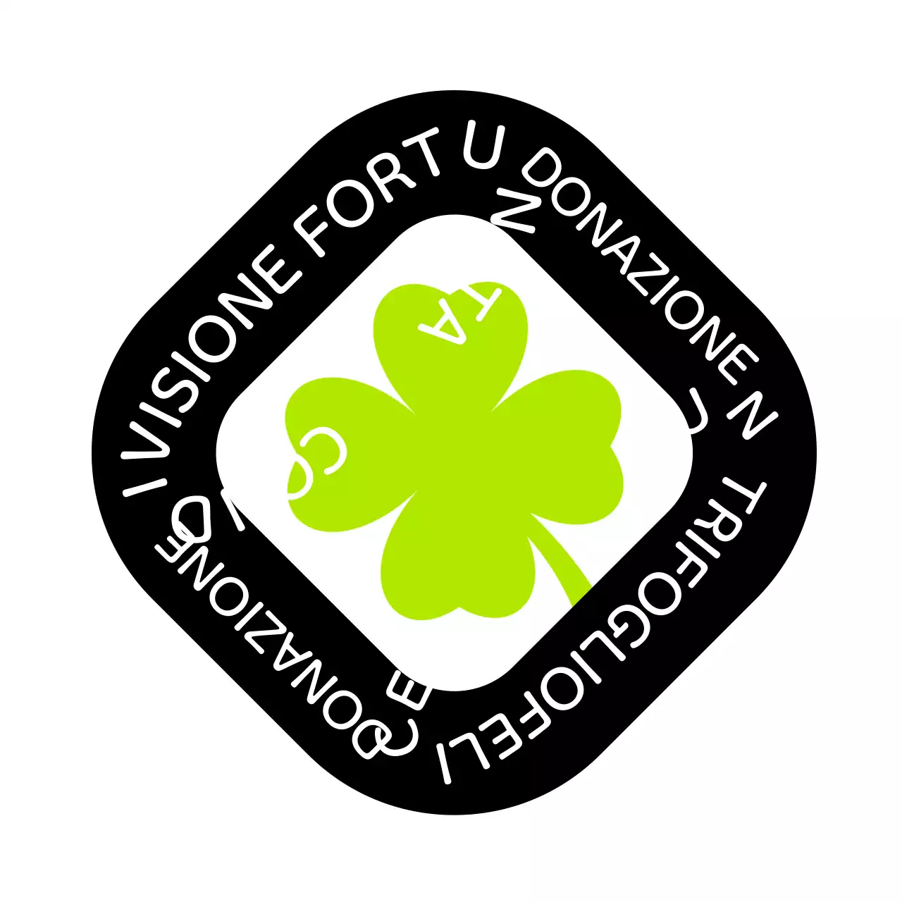 Concetto di quadrifoglio fortunato in nero e verde per la campagna di donazione