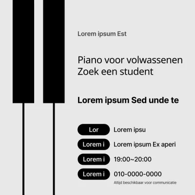 Een trendy pianoschool met een grijze achtergrond om de werving van studenten te bevorderen