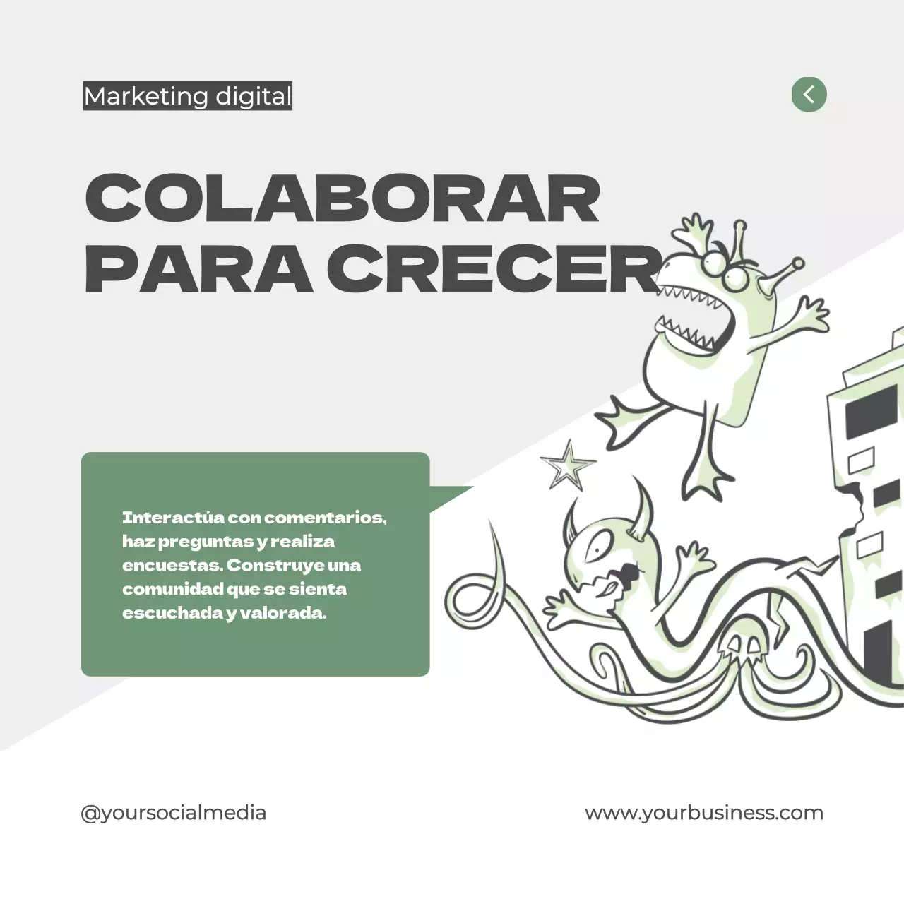 Gris y verde Guía de consejos de marketing digital moderno