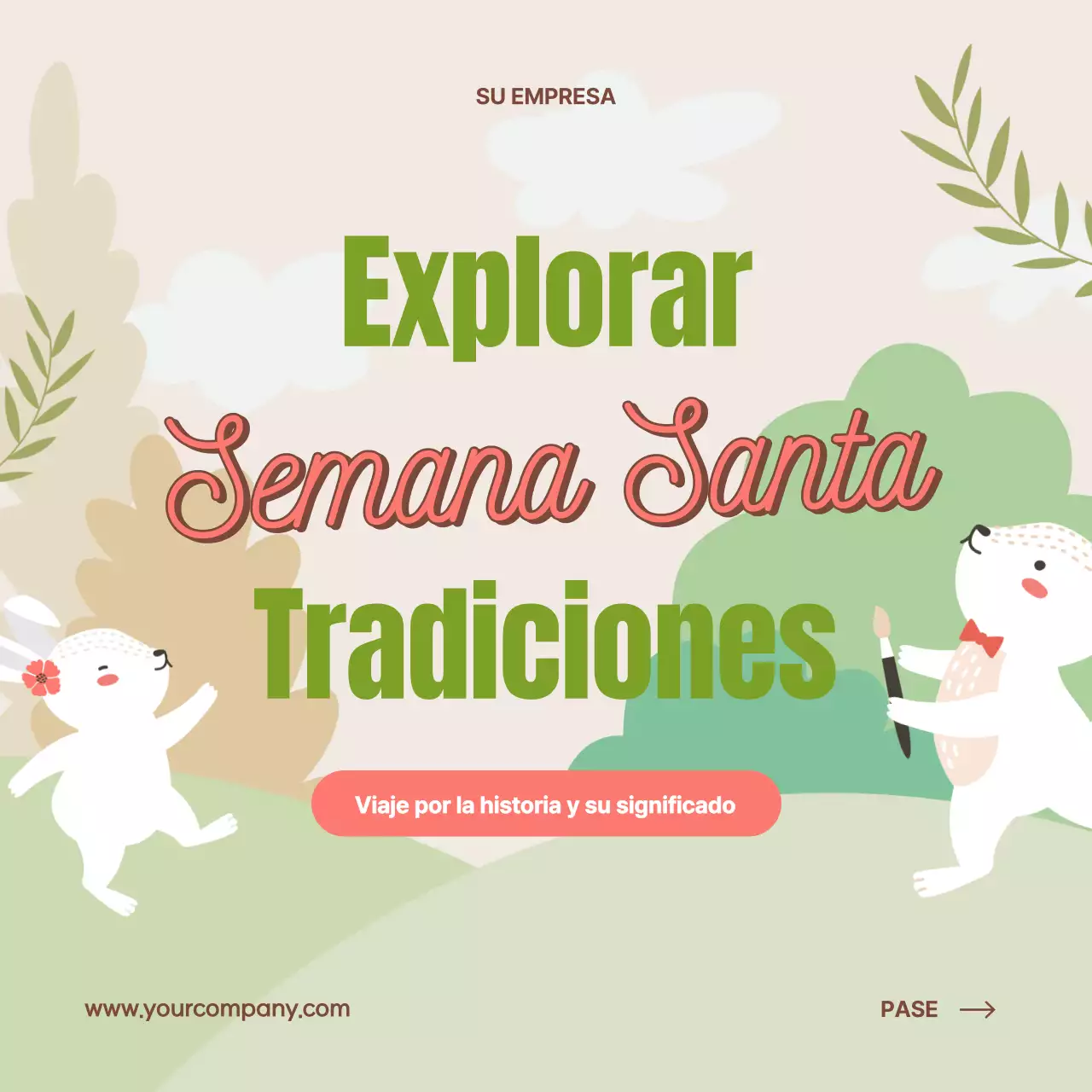 Beige y Verde Encantador Día de Pascua Orígenes Publicidad