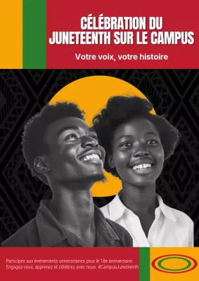 Publicité pour l'événement du quinzième juin sur le campus noir et jaune