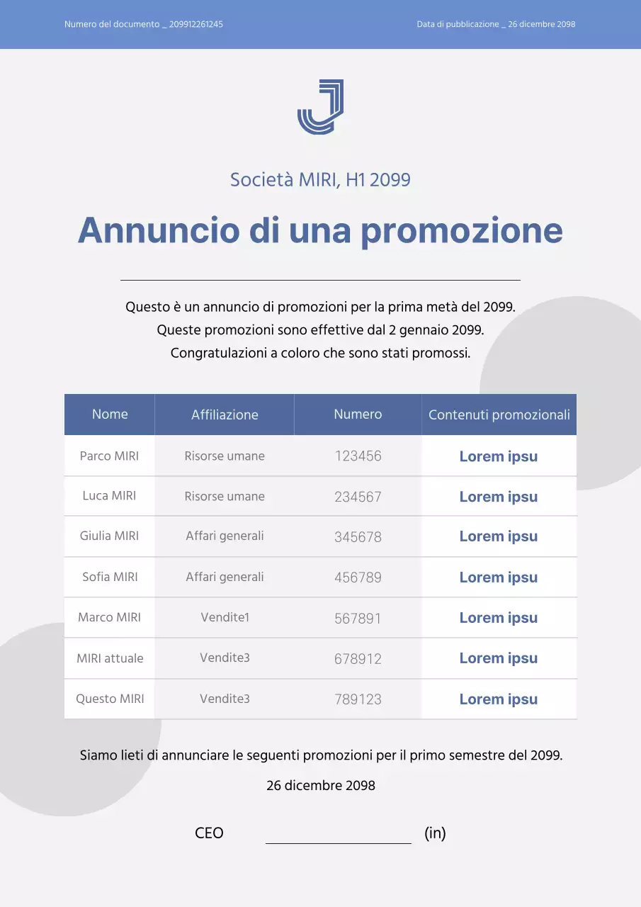 Un annuncio di promozione moderno in blu e grigio