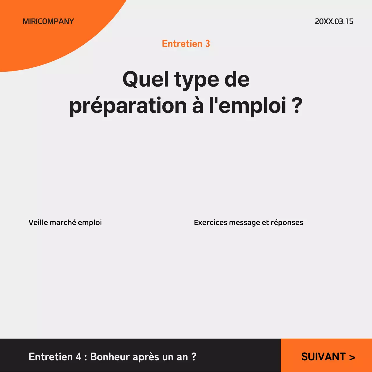 Un simple post d'entretien d'embauche en noir et orange