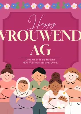 Promoot vrouwendag posters in roze en paars