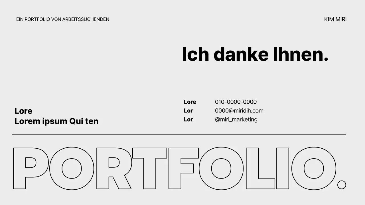 Ein graues, minimalistisches Portfolio für Arbeitssuchende
