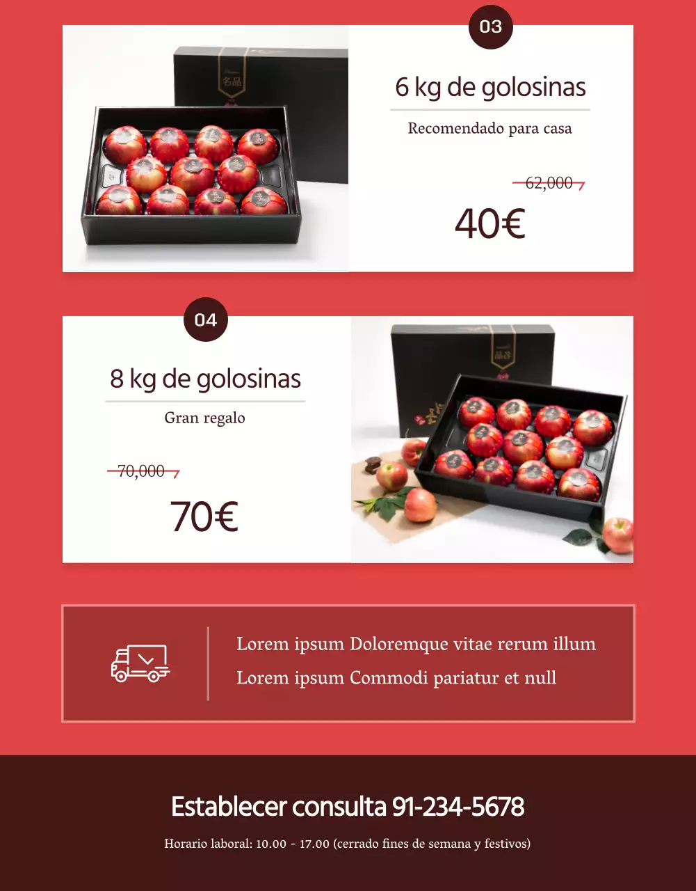 Promover la venta de manzanas de concepto natural rojas y grises
