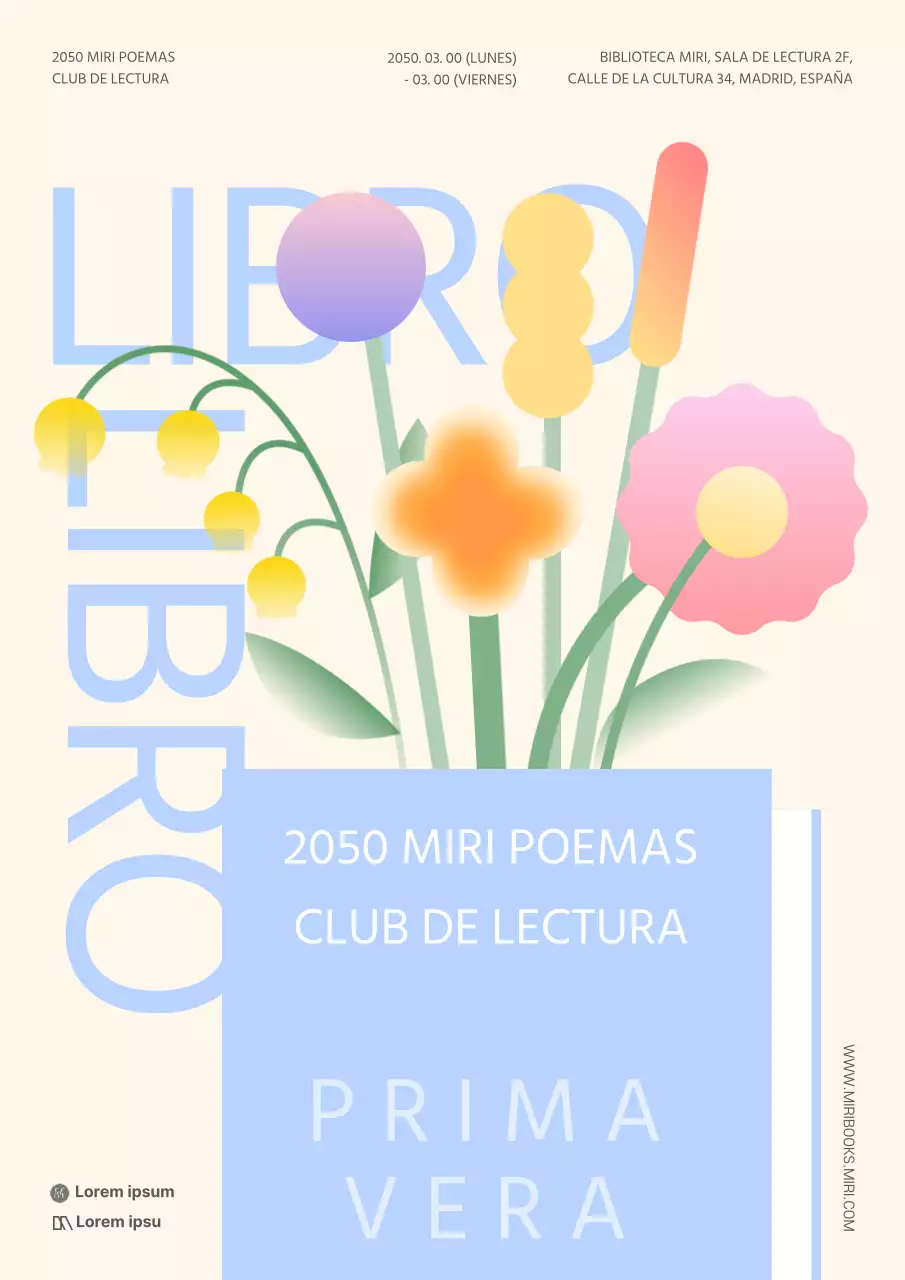 Promover la contratación de un club de lectura moderno en amarillo y azul claro