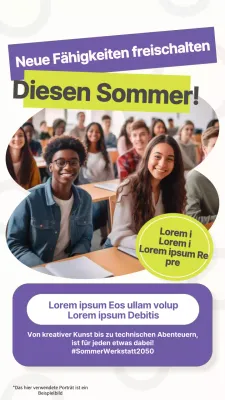 Trendige Sommer-Workshop-Einladungen in Lila und Limette