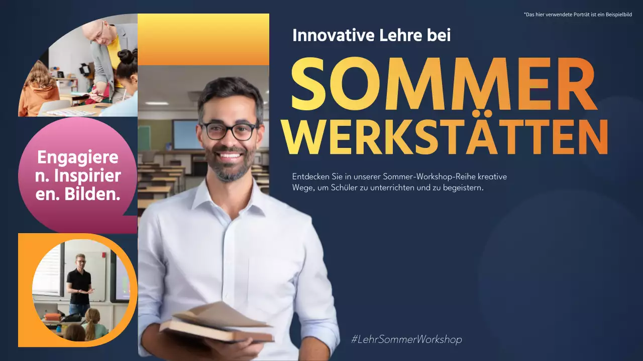 Elegantes Sommer-Workshop-Video in Marineblau und Orange