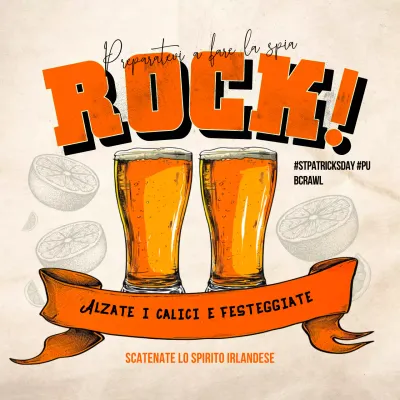 Invito vintage al brindisi arancione per la festa di San Patrizio