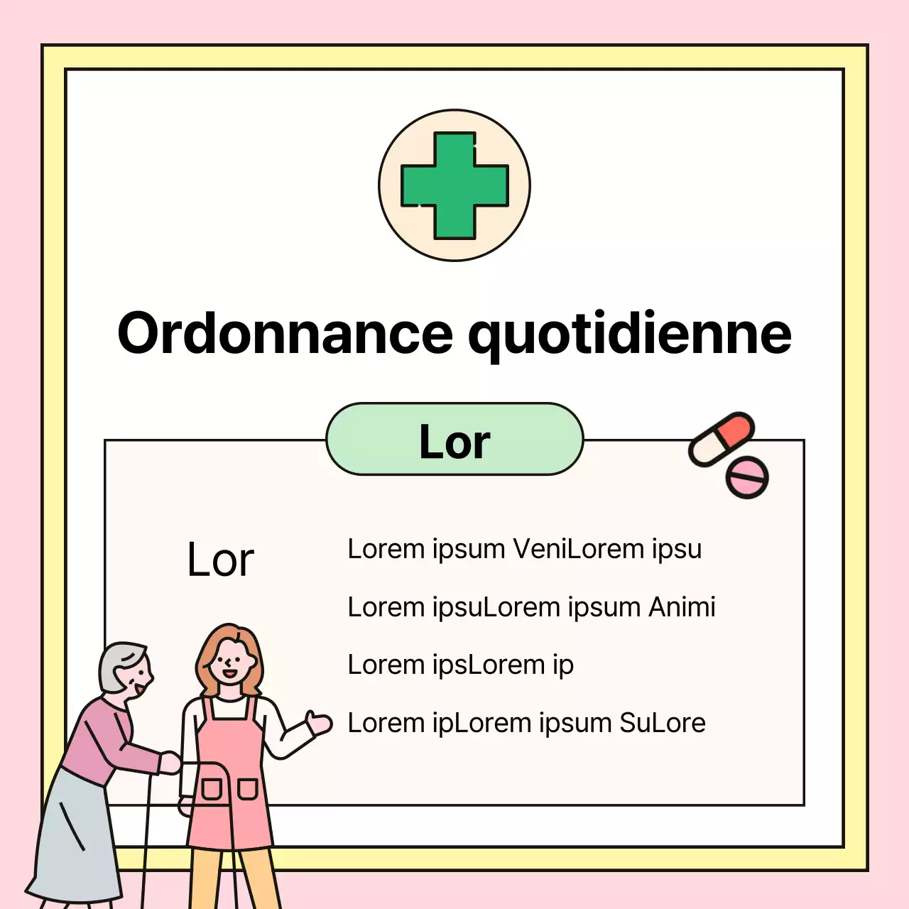 Un guide des soins de santé pour les seniors en jaune et rose au printemps