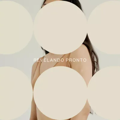 Campaña de lanzamiento de moda geométrica en blanco y beige
