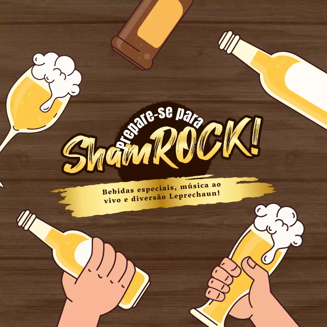 Folheto rústico e alegre de uma festa da cerveja para o dia de São Patrício