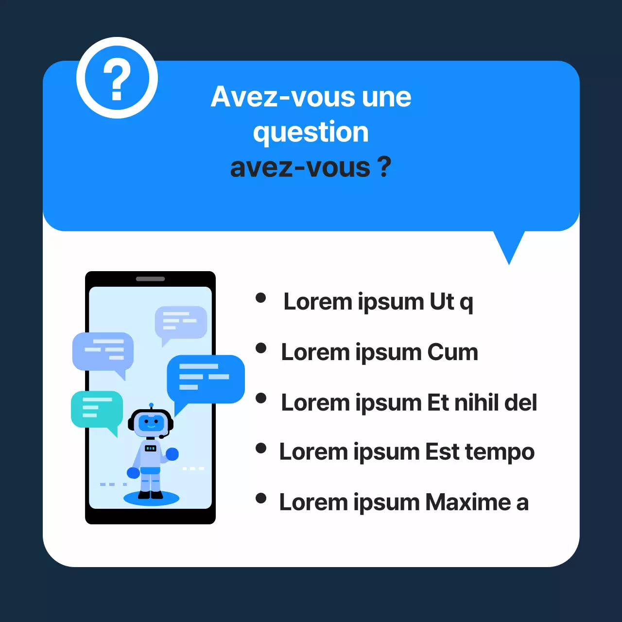 Guide d'utilisation d'un service d'assistance simple, bleu et marine