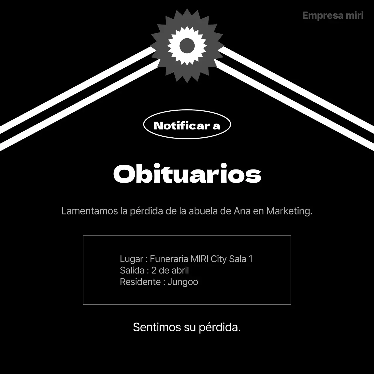 Una sencilla guía naranja y negra para los anuncios internos de RRHH