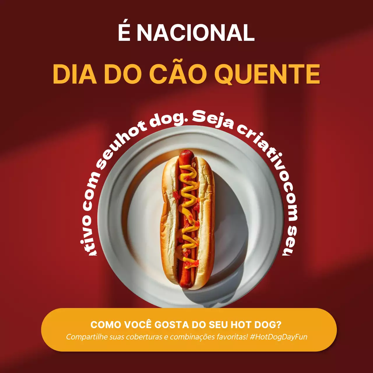 Publicidade mínima vermelha e amarela para o dia do cachorro-quente