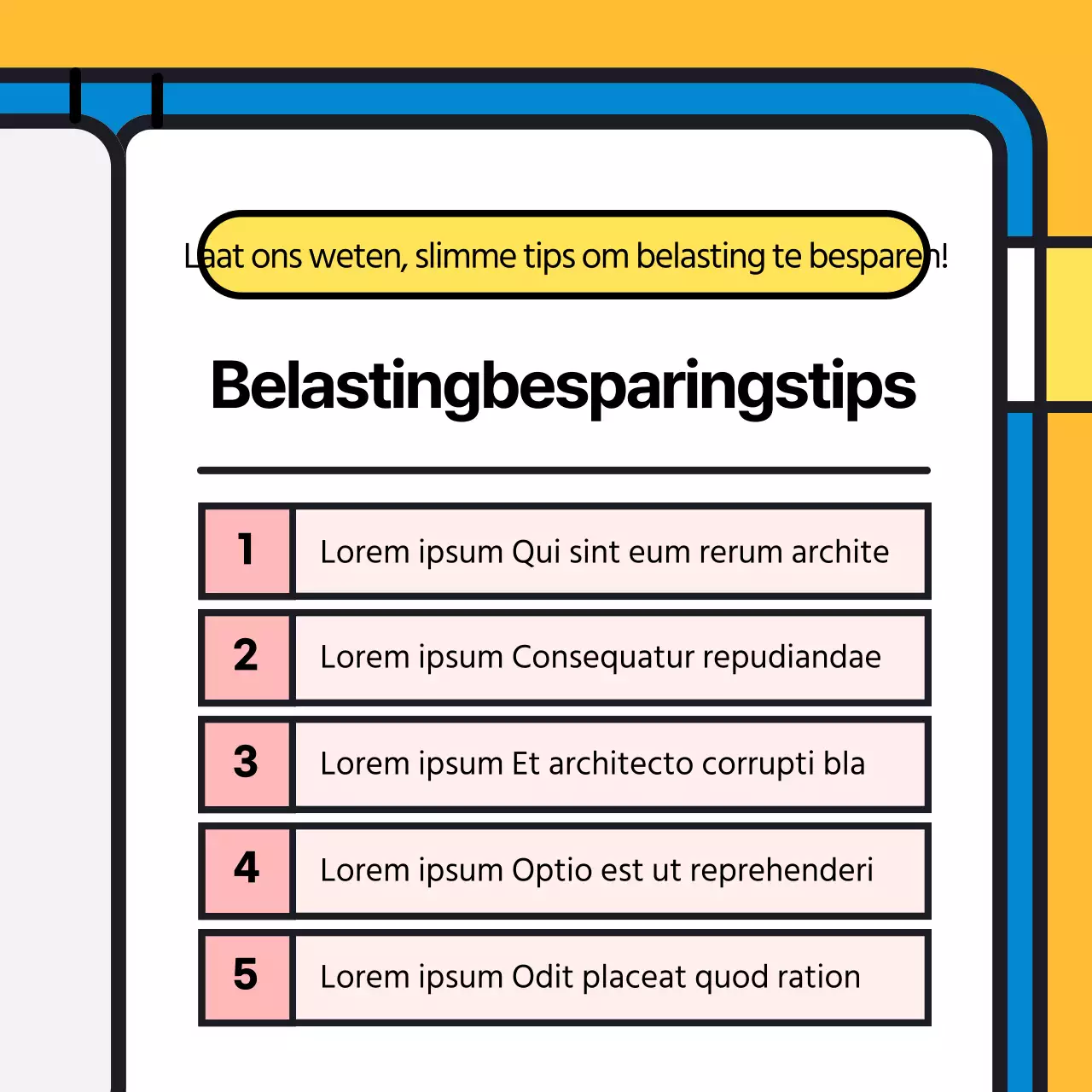 Een aaibare blauwgele fiscus en een snelle blik op je belastingschema