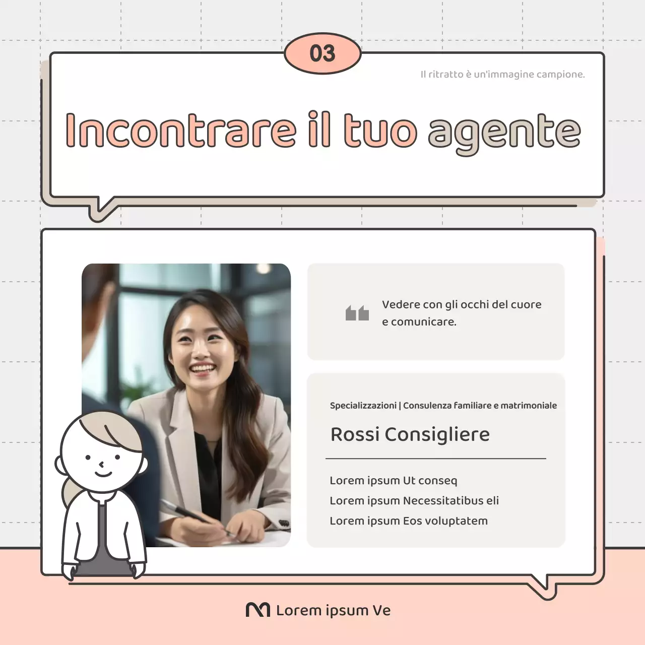Una semplice proposta di reclutamento di consulenti familiari in rosa e beige