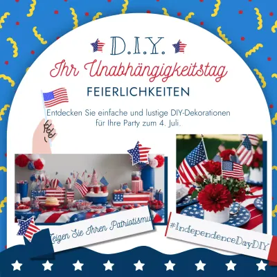 Blauer und roter Kitsch zur Feier des Unabhängigkeitstages Werbung