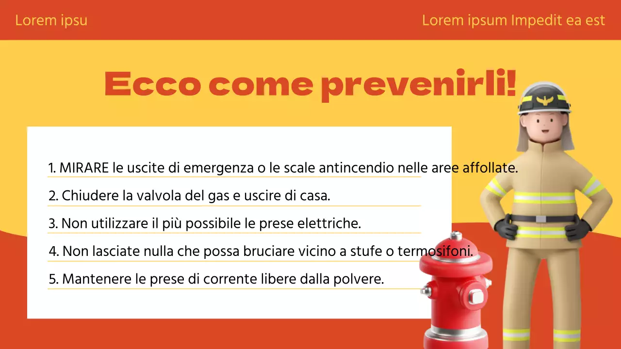 Il giallo e l'arancione spiegano in modo simpatico la formazione sulla sicurezza antincendio