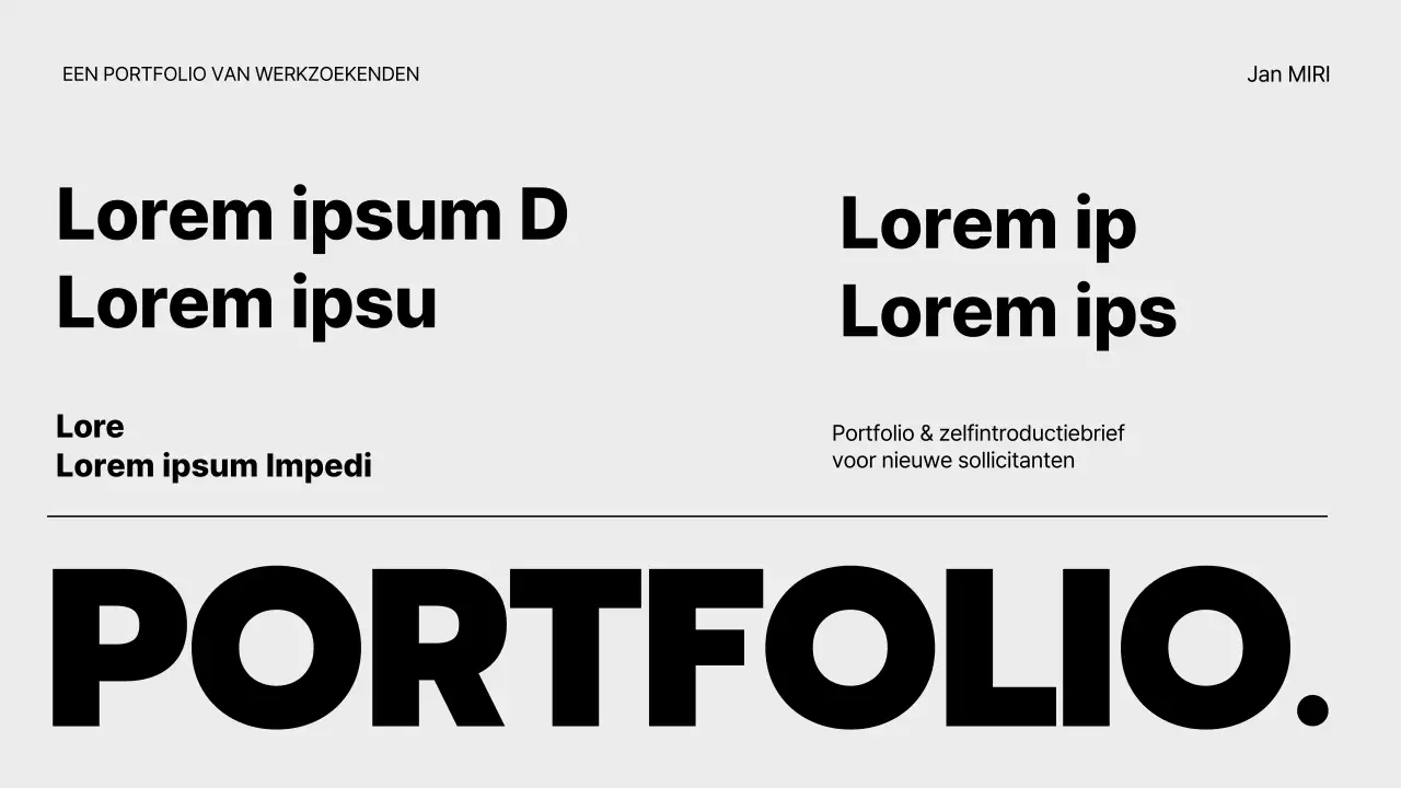 Een grijze, minimalistische portfolio voor werkzoekenden