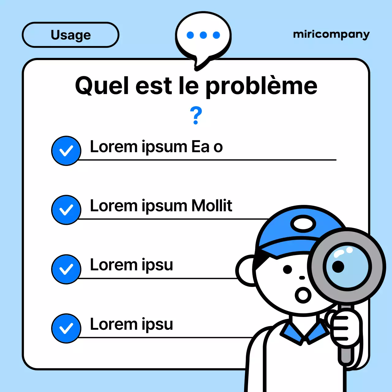 Un guide du service d'assistance simple, blanc et bleu