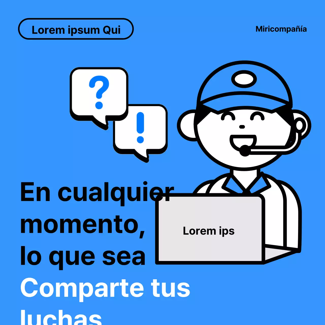 Una guía sencilla, blanca y azul del servicio de asistencia técnica