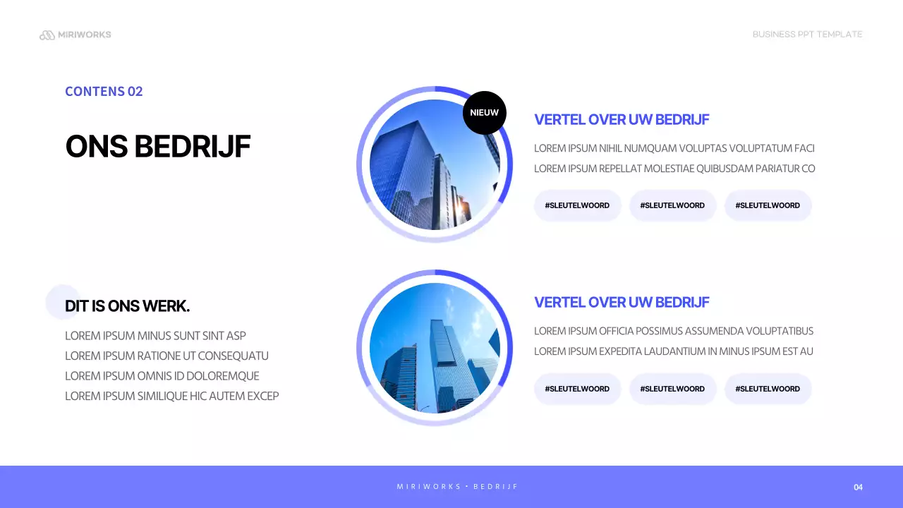 Een eenvoudige sollicitatiebrief voor een bedrijf in blauw en mauve