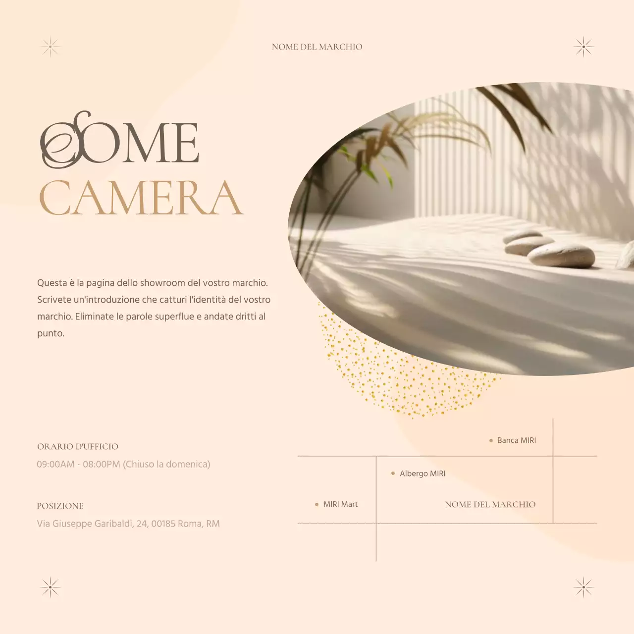 Un classico annuncio di marca in beige e marrone