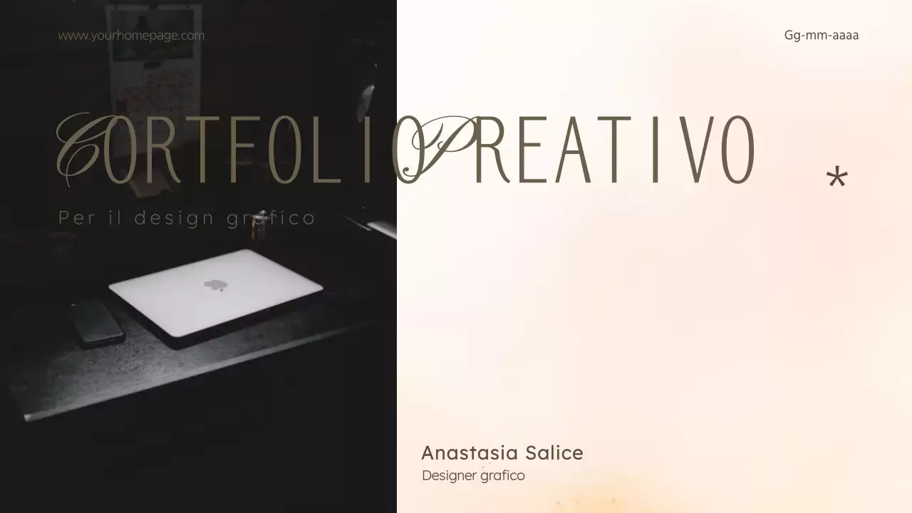 Elegante portfolio di design creativo in beige e kaki