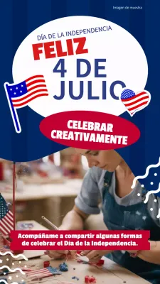 Aviso de moda azul y rojo para el 4 de julio