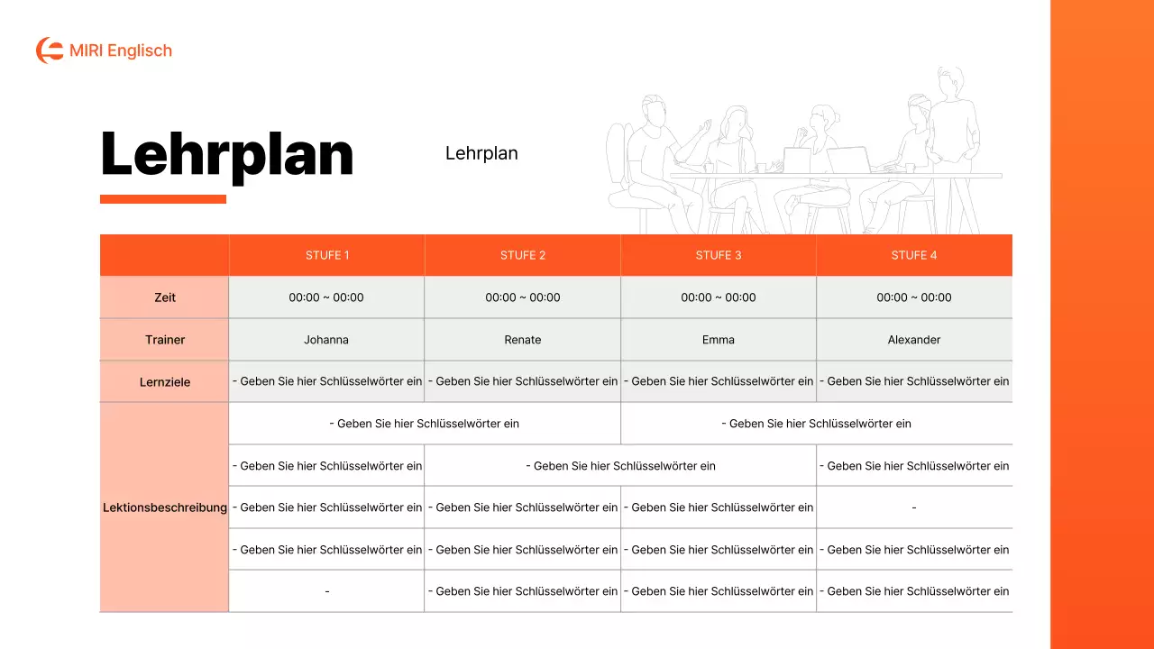 Ein einfacher orange-weißer Schulprospekt