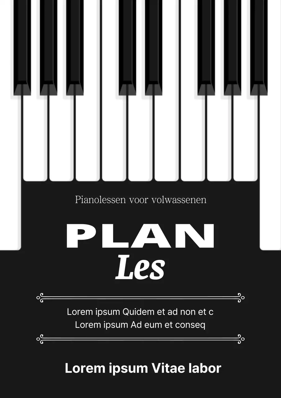 Een eenvoudig zwart-wit wervingsveld voor pianostudenten