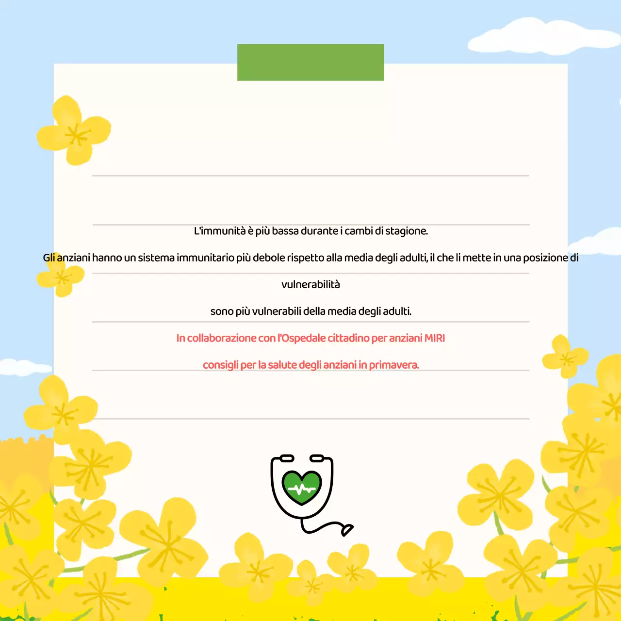 Consigli per la salute per il bel colore primaverile del verde e del giallo