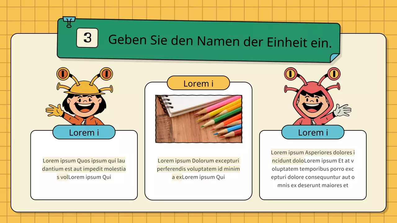 Alte Kinder-Lehrpläne in Grün und Gelb