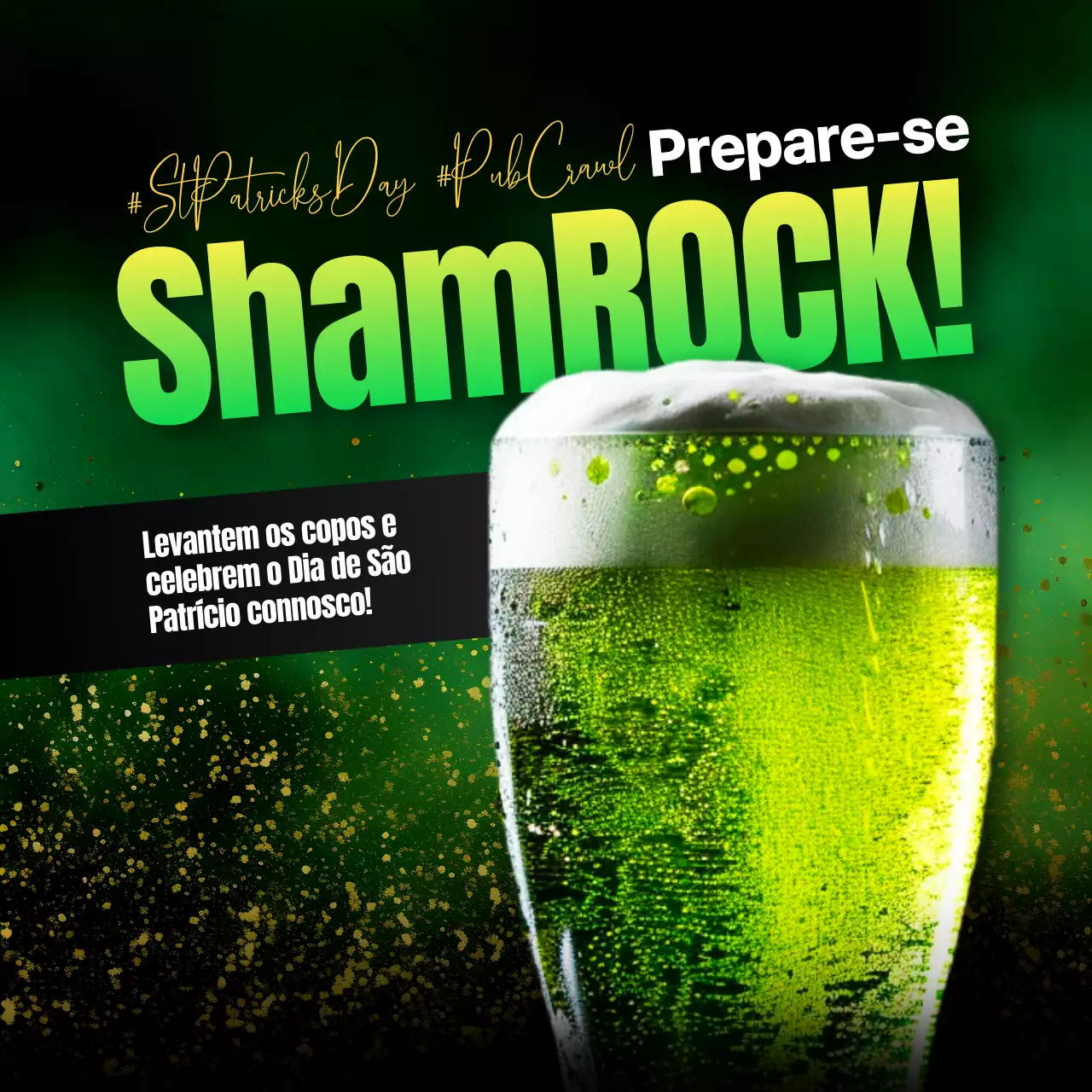 Cartaz de celebração da cerveja verde festiva para o Dia de São Patrício