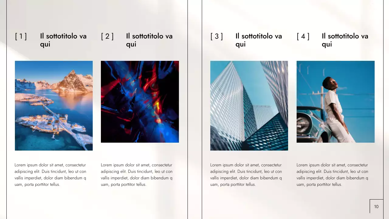 Portfolio fotografico moderno in nero e arancione