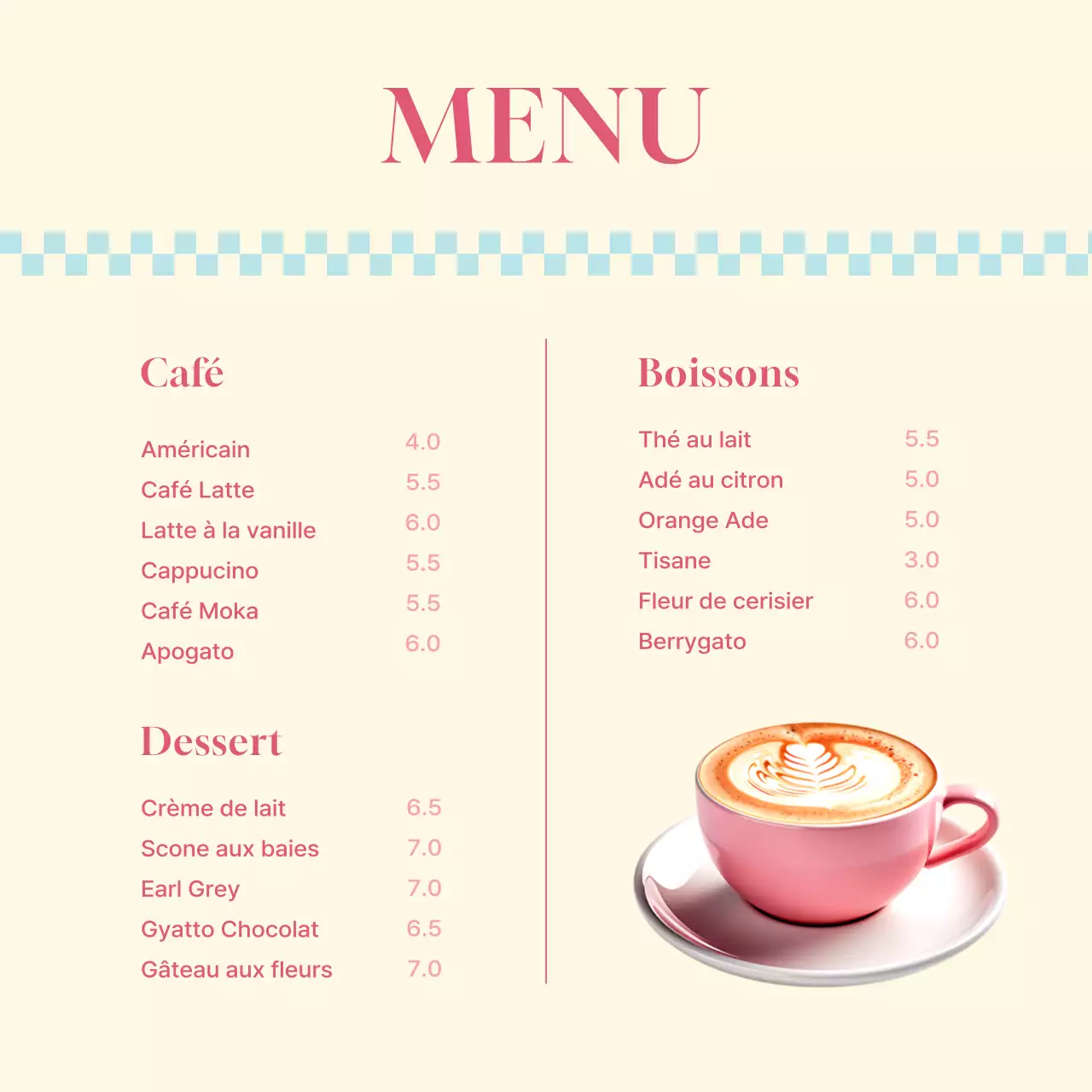 Promouvoir le menu de printemps d'un simple café en rose