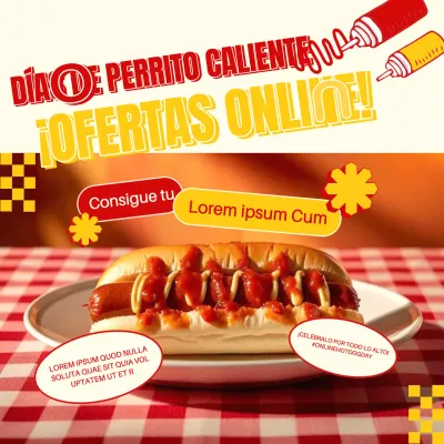 Anuncie un evento de venta de perritos calientes retro rojos y amarillos