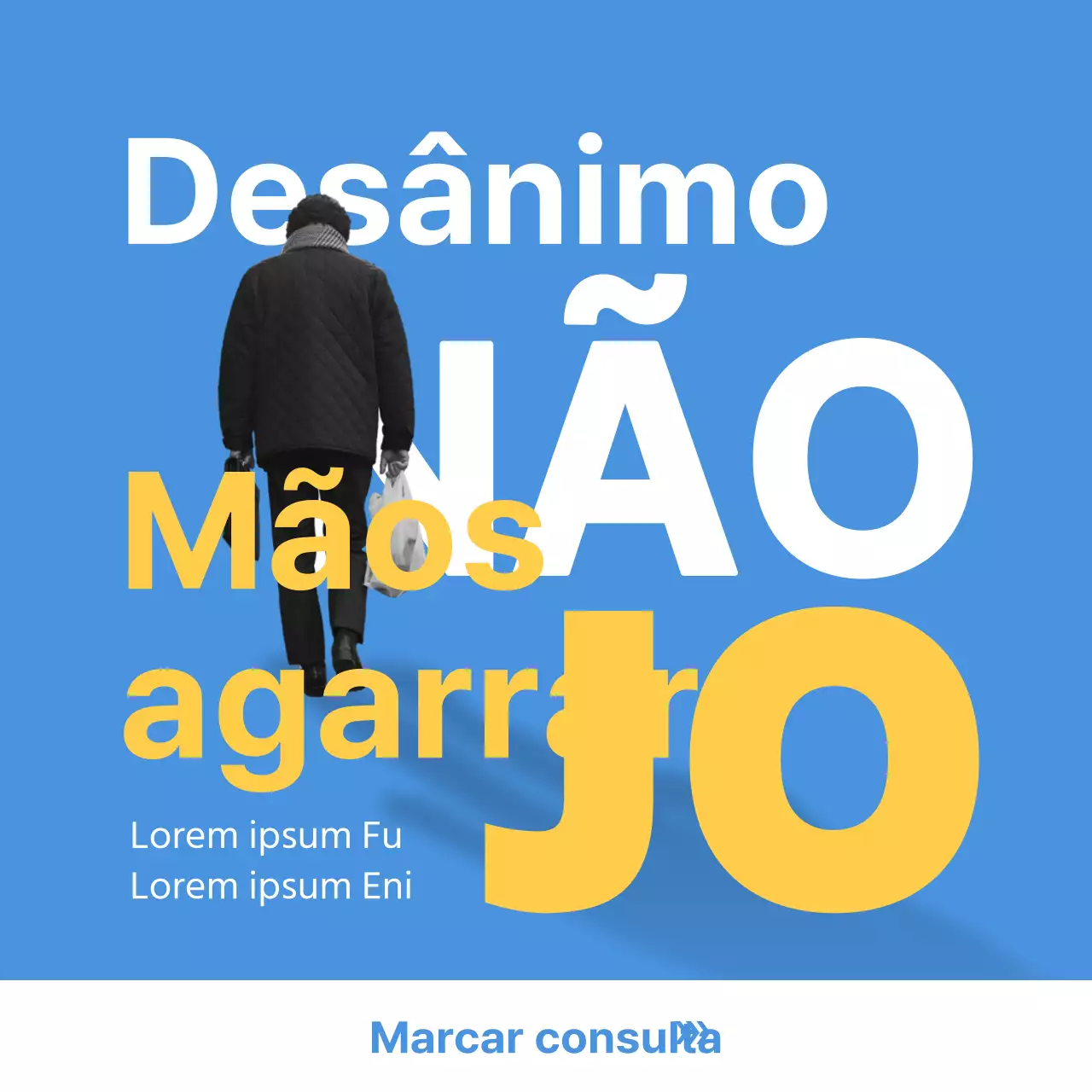 Anúncio simples, amarelo e azul, de um escritório de advogados de recuperação de pessoas