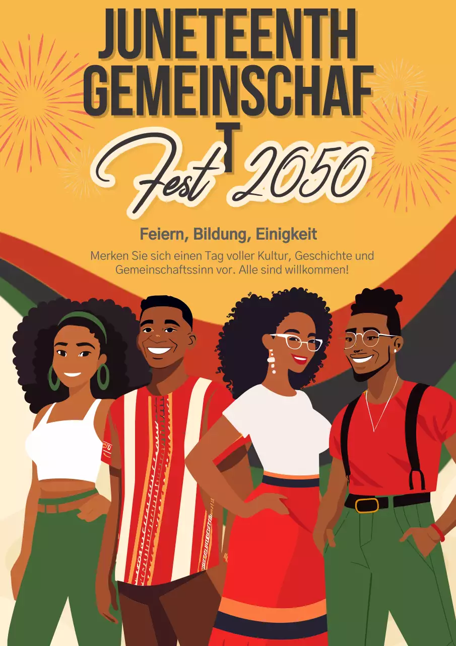 Gelbe und rote Trendy Juneteenth Festival Werbung