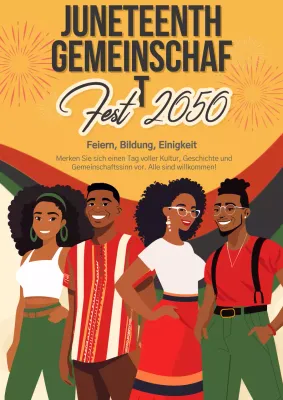 Gelbe und rote Trendy Juneteenth Festival Werbung