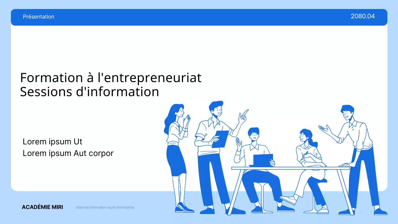 Description du recrutement pour la formation à l'esprit d'entreprise en bleu moderne et bleu clair