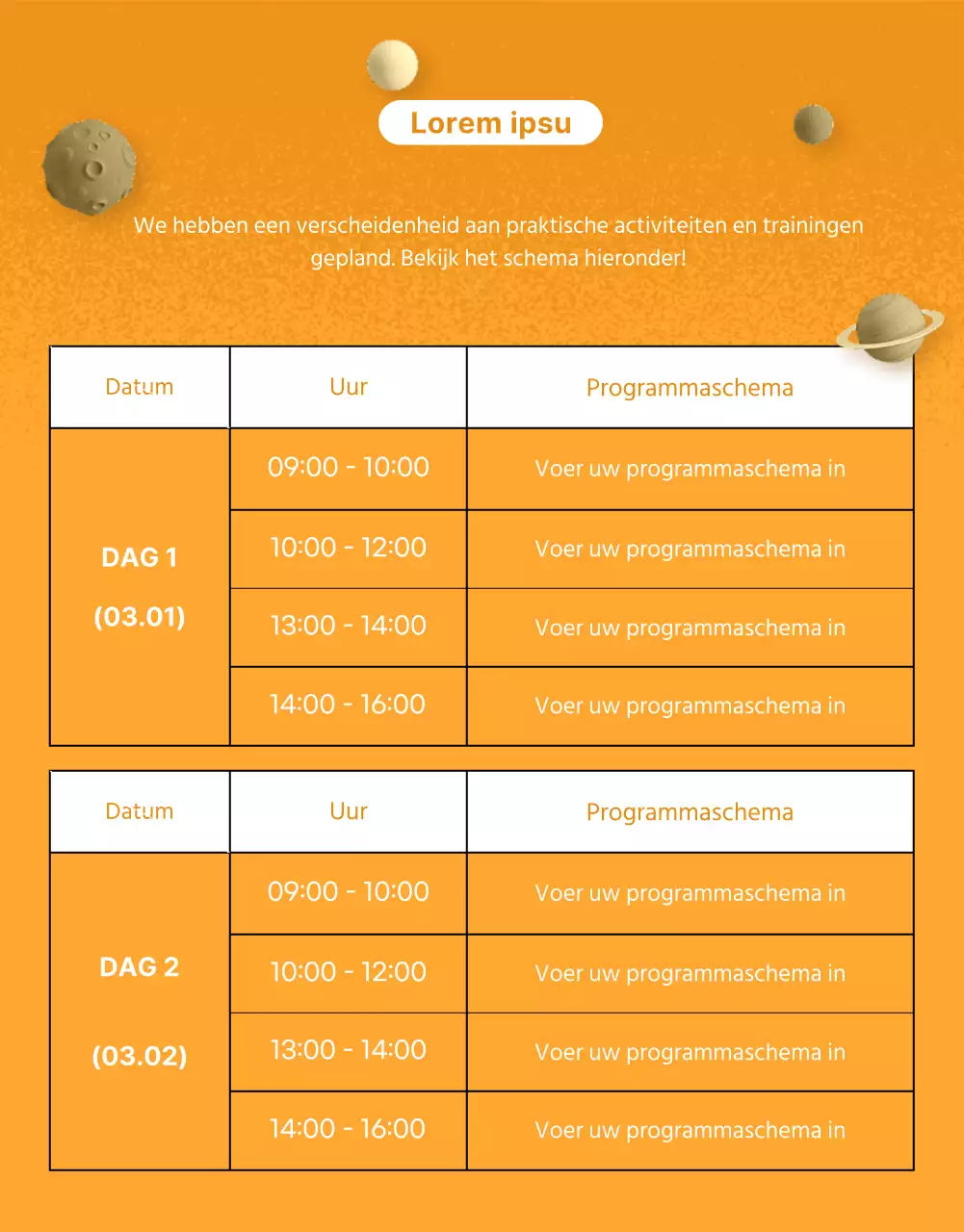 Een op blauw en oranje sci-fi geïnspireerde carrièrebeurs promoten