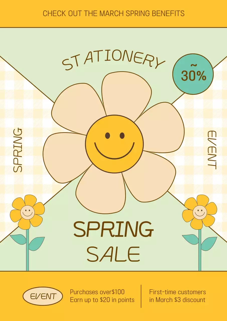 Yellow Trendy Spring Sale Event Poster